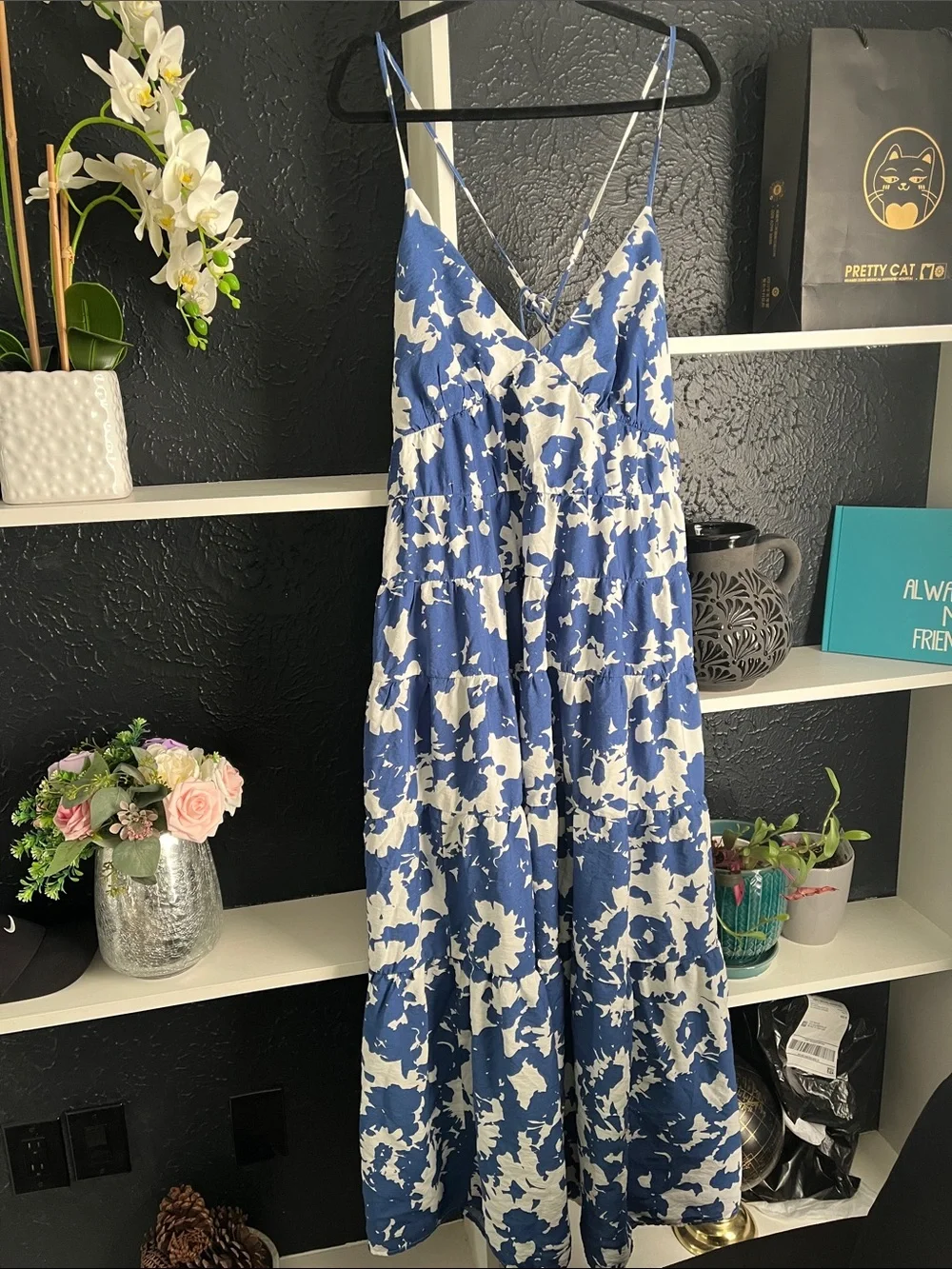 Abercrombie & Fitch Blue and White Floral Maxi Dress